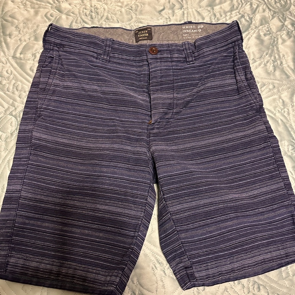J. Crew Men's Blue Striped Flat Front Shorts